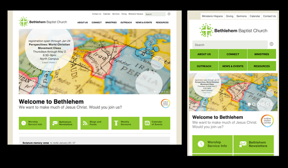 bethlehem baptist church website responsive design